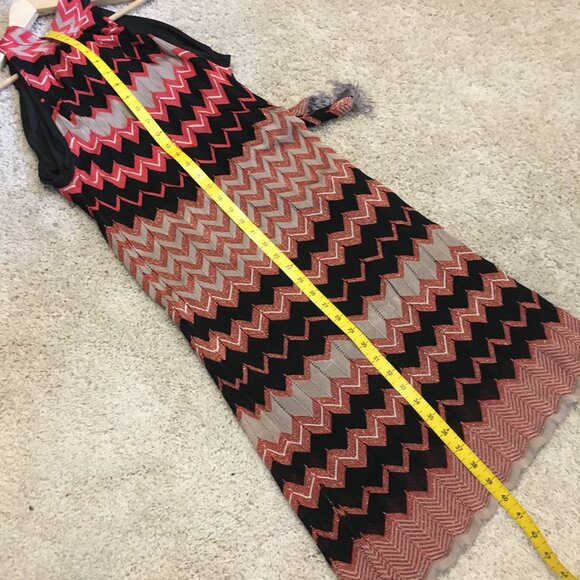 Hale Bob Zigzag Halter Neck Tassel Tie Up Pleated Flapper Dress - Picture 16 of 16